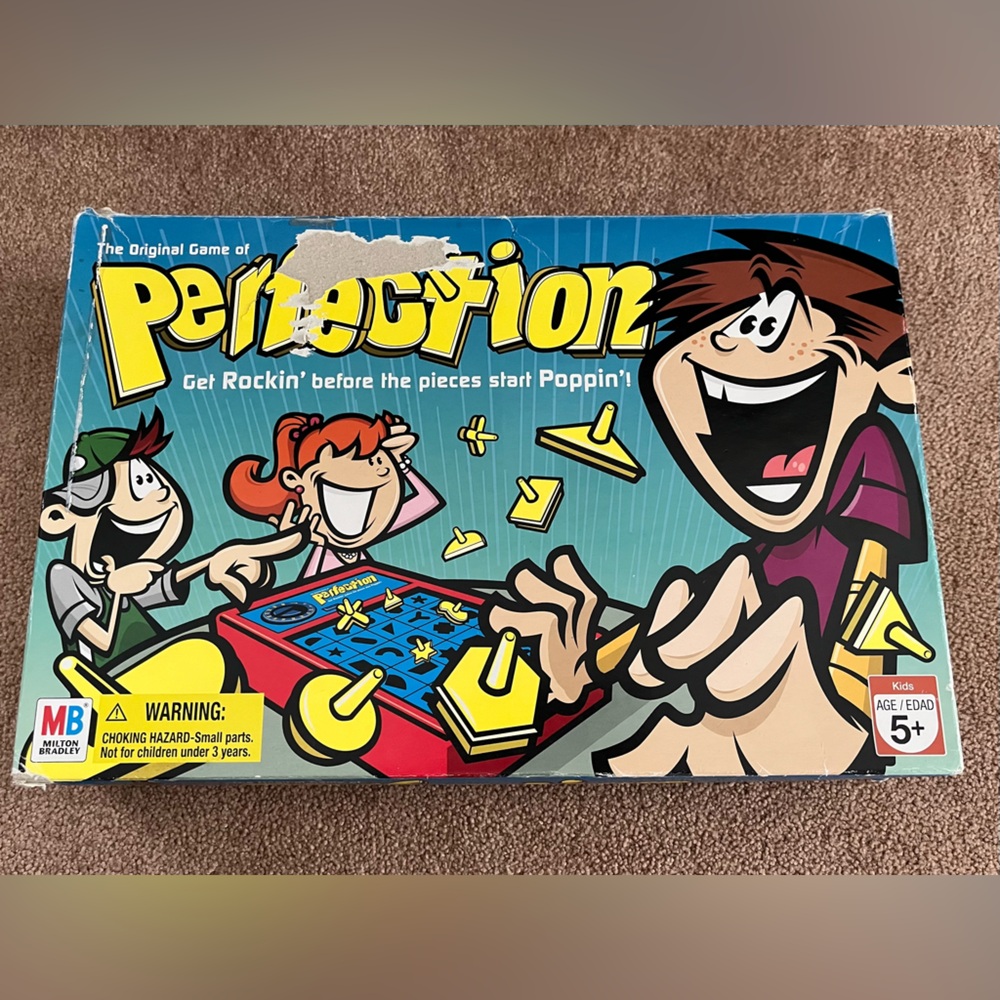 Hasbro Perfection Game Box - Blue, Yellow, Red